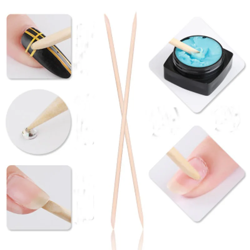 

5pcs/set Muti-functions Nail Tools Wood Handle Dotting Pen Diamond Studs Cuticle Pushers Picker Wax Pencil Beads
