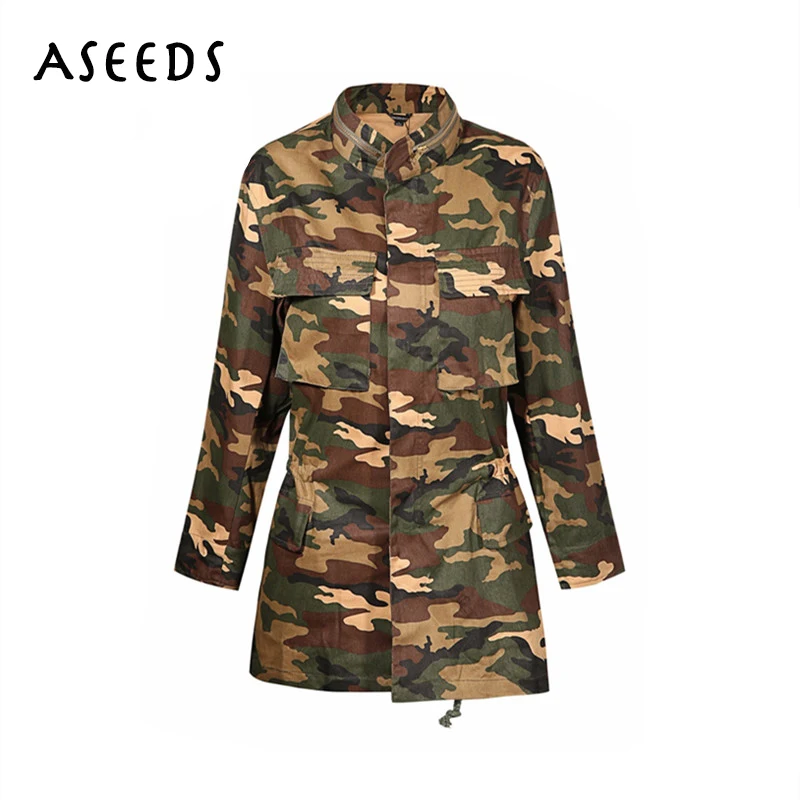 Army Green Camouflage female Jackets women basic coats army fatigue