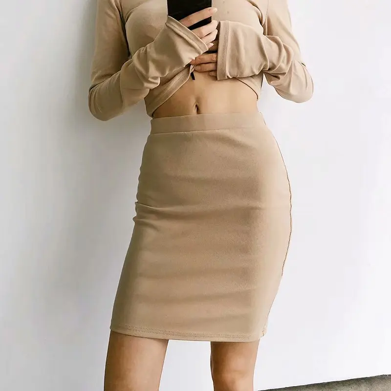 Летняя Новинка, Европейская и американская мода, тонкая однотонная облегающая женская юбка, сексуальная дикая сумка, Женская юбка