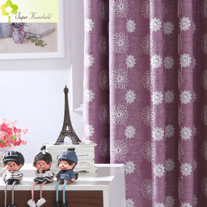 Modern Purple Blackout Curtains For Living Room Cotton And Linen