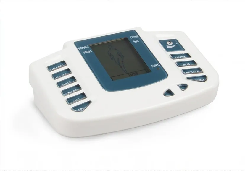 Новая русская кнопка электрический мышечный Стимулятор расслабляющий мышечный массажер Пульс Tens акупунктурная терапия тапочки+ 8 подушечек+ коробка