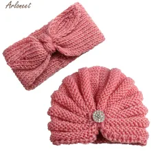 ARLONEET/шапка для маленьких девочек и мальчиков, зимняя хлопковая вязаная шапка+ повязка на голову, г., детская теплая дизайнерская шапка для девочек и мальчиков, 30 см