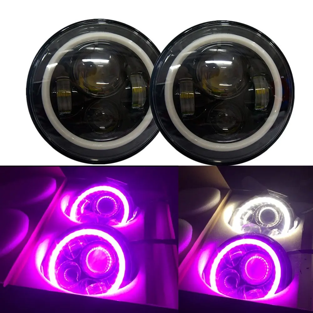 

Newest Design LED Headlight With Halo ring Angel eyes DRL 40W LED Work light for Wrangler JK CJ TJ Land Rover defender