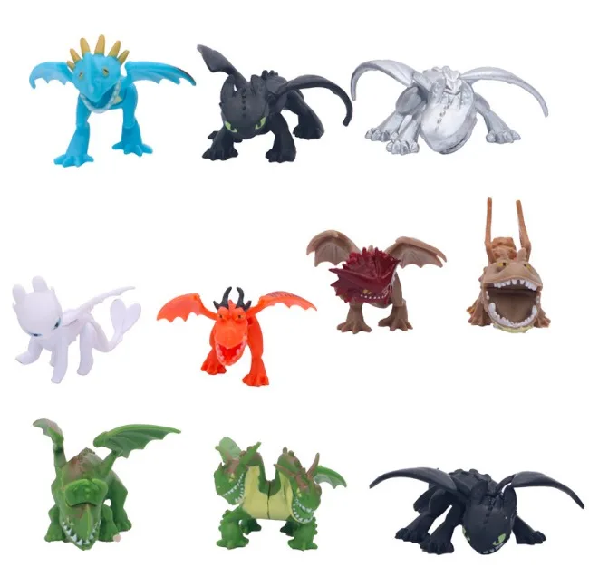 

10pcs/set How To Train Your Dragon 3 Figures Night Fury Toothless Light Fury Gronckle Hookfang Belch Models Figures Toys TFA1934