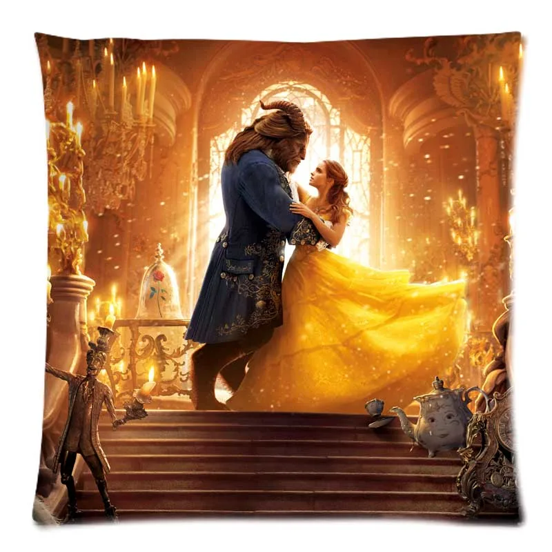 

Decorative Cushion Case for Sofa Car Office Bedding Cotton Linen Cushion Cover 45x45cm Beauty and the Beast Throw Pillow Case