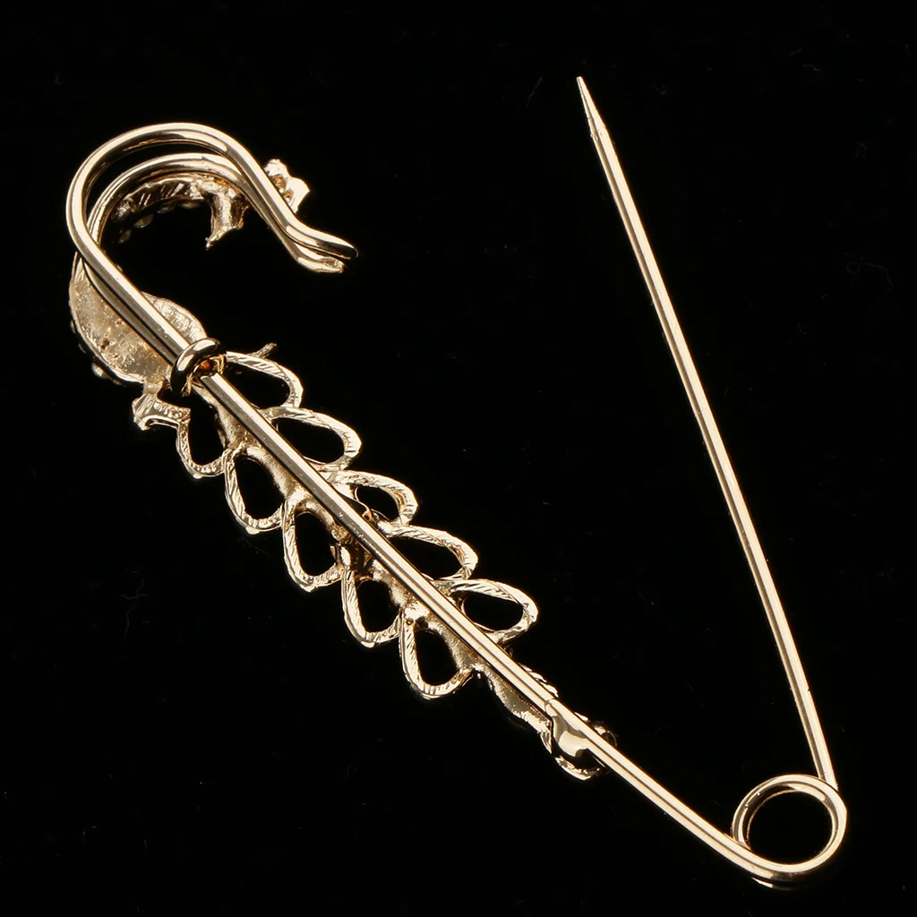 Phenove Crystal Peacock Safety Pin Brooches Clip for Ladies Scarf Cardigan Coat Gown Brooch Pin for Wedding Party