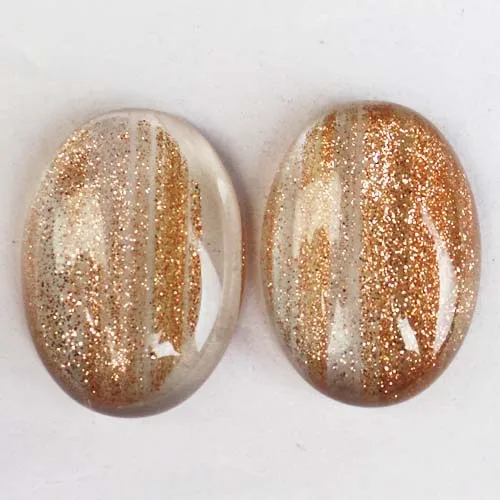 2pieces/lot)Wholesale Natural Mixed Stone Oval CAB CABOCHON 25x18x6mm yl061801 - Окраска металла: gold Rutilated