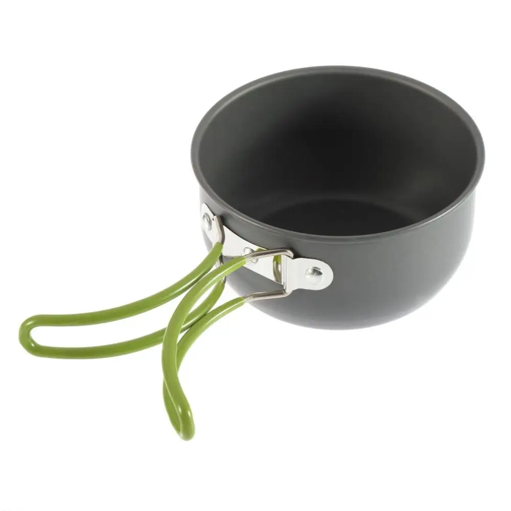 OUTAD 2pcs Aluminum Alloy Portable Outdoor Tableware Cookware Kits Foldable Camping Picnic Cooking Set Bowl Pan Pot with Handle