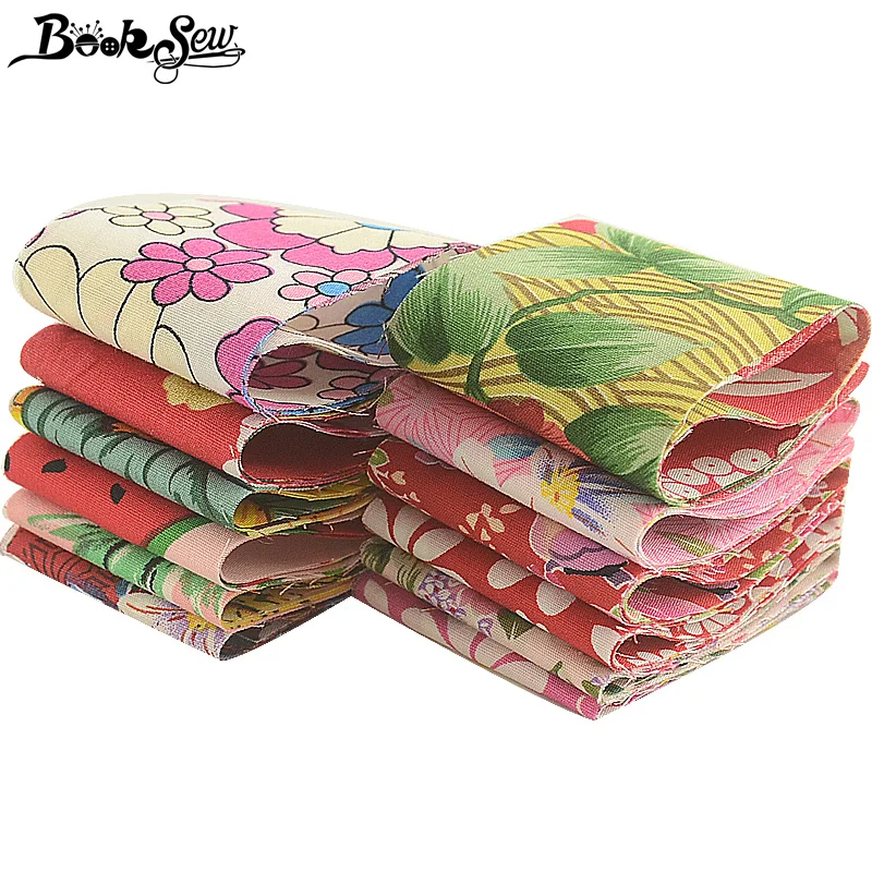 Booksew хлопок поплин Ткань розовый и красный желе рулонов полосы 12 шт./лот 5 см x 50