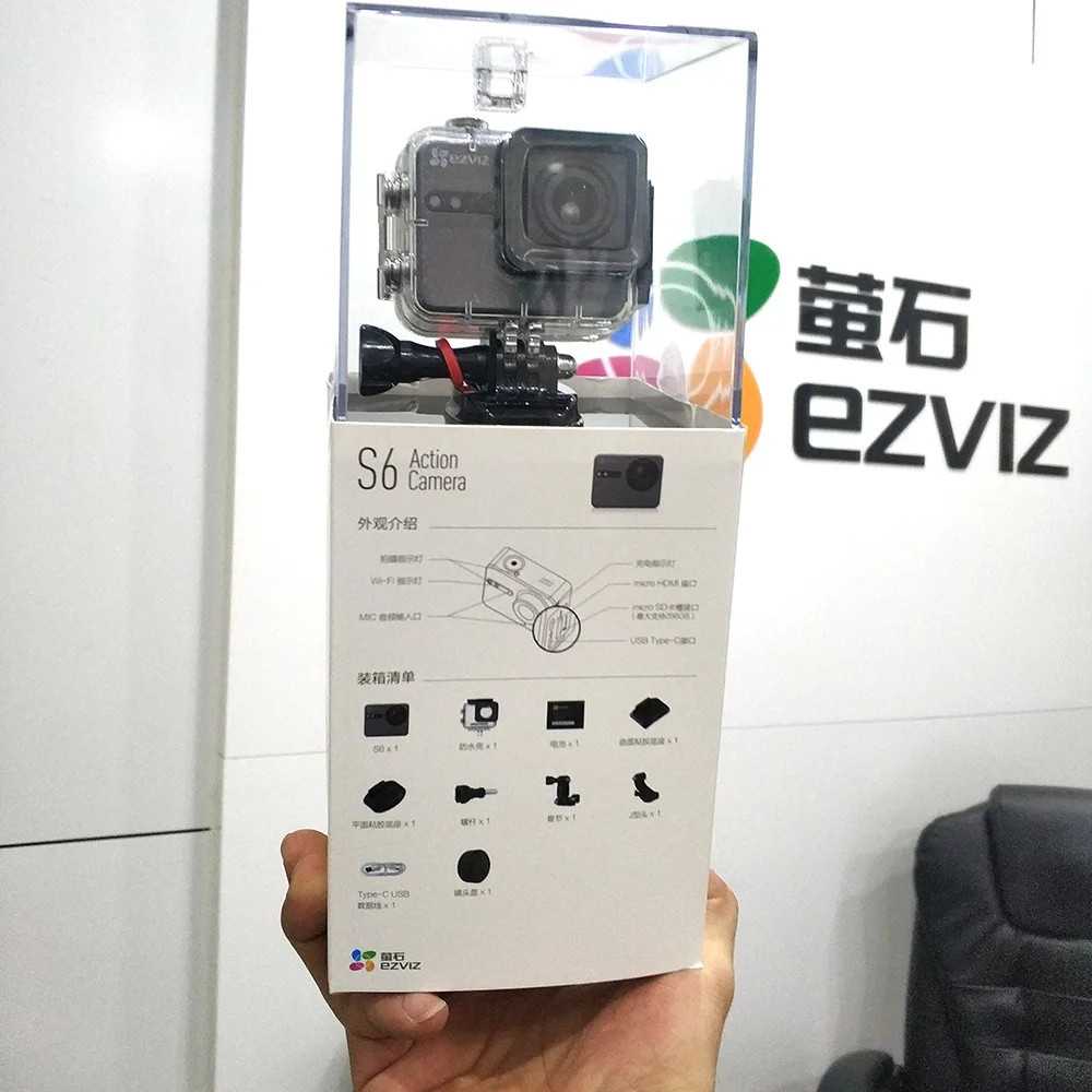 Новинка ezviz S6 экшн-камера Смарт и смекалка 4K 30fps сенсорный экран Wifi коррекция искажений, голосовое управление формат H265