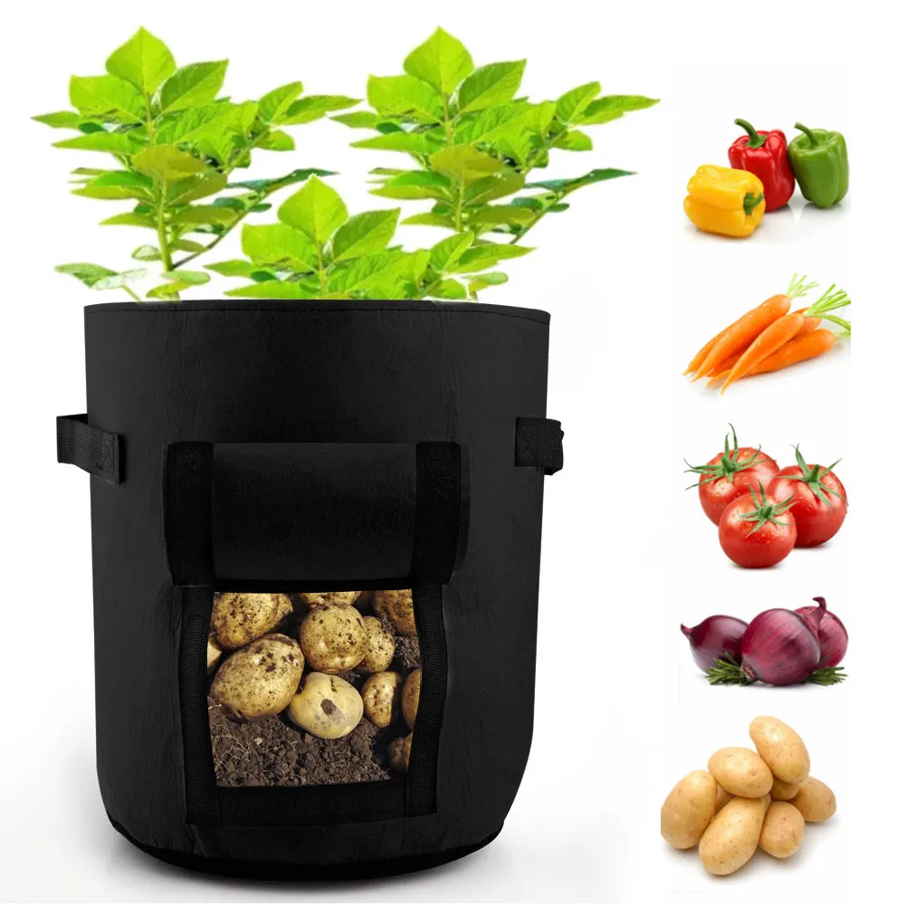 

5/7 Gallon Fabric Pot Plant Pouch Root Container Tomatoes Potatoes Grow Bags Tools Garden Pots Planters Supplies