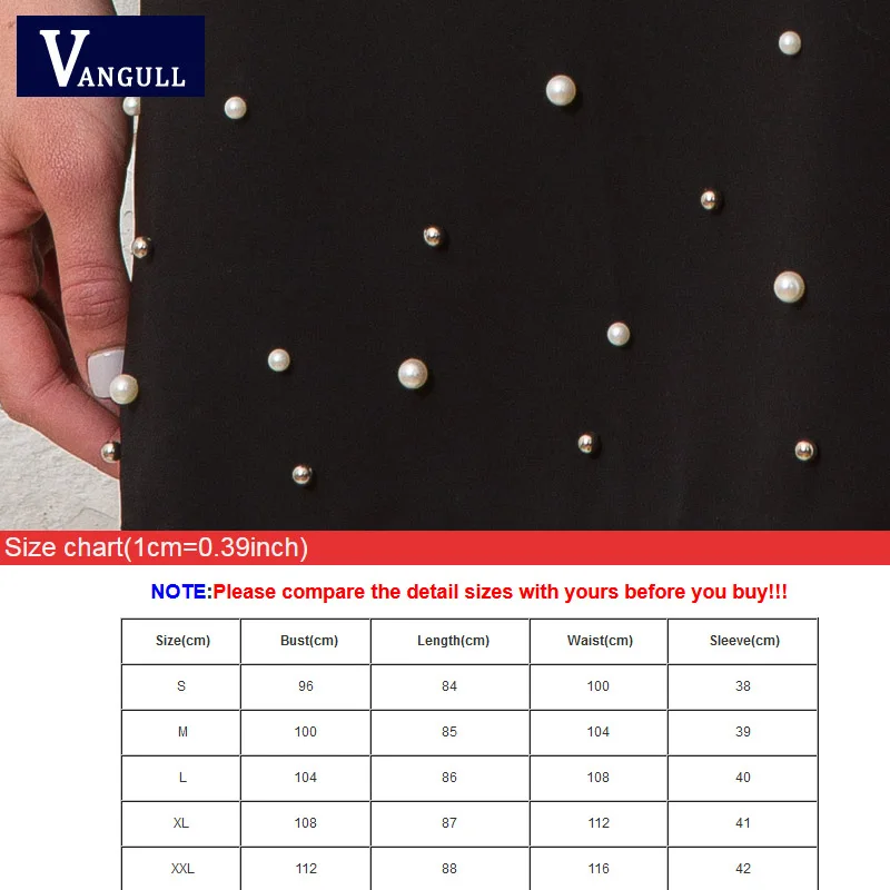 Vangull Платье-туника с жемчугом и бусинами, новинка, модное женское прямое платье темно-синего цвета с рукавом три четверти, короткое мини-платье