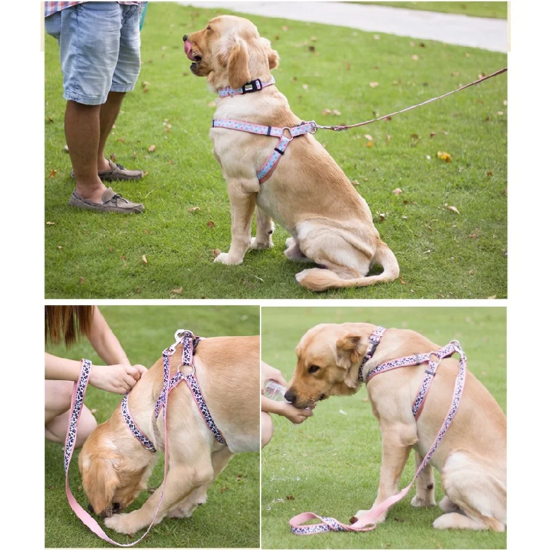 Поводок для маленьких собак, нейлоновый, с узором, ткань, жгут XS/S/L, прочный, крепкий, для больших, для средних и мелких собак, чихуахуа, HY060