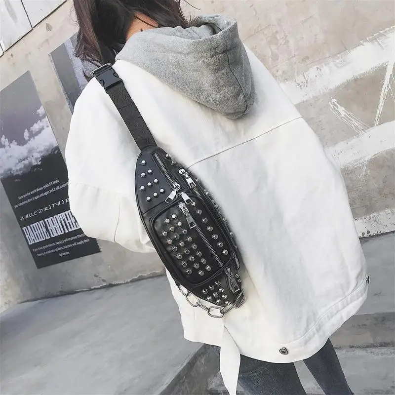Женская сумка на плечо с заклепками, брендовая дизайнерская женская сумка на пояс из искусственной кожи, сумка на плечо, новинка
