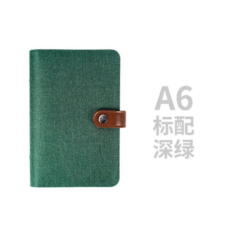 Yiwi A5 A6 Color Cloth Material Cover Notebook Snap Planner Journal Organizer Binder Stationery - Цвет: a6 Green