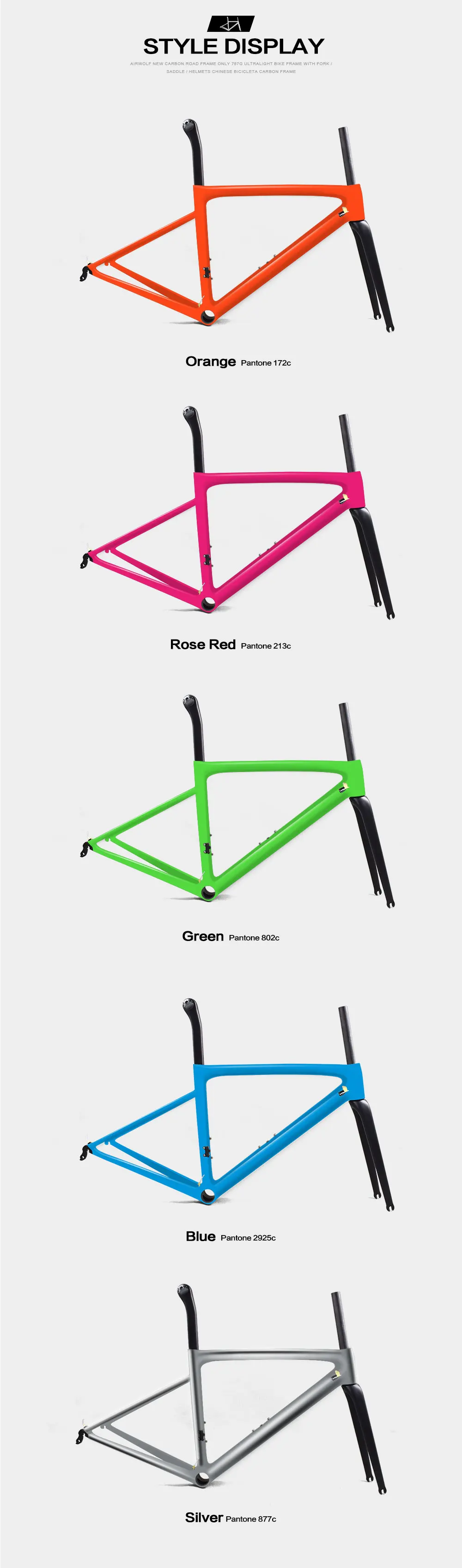 Excellent Airwolf ultralight 787g carbon road frame multi-color choose bicycle bicicleta frame with fork/seatpost/headsets bike frame 16 Excellent Airwolf ultralight 787g carbon road frame multi-color choose bicycle bicicleta frame with fork/seatpost/headsets bike frame 16