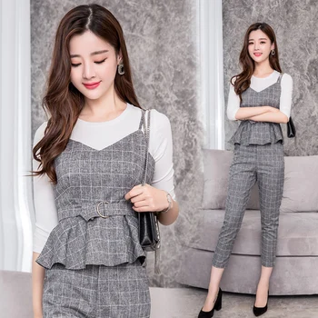

Plaid Fashion Wild Women Two Piece Outfits Temperament Office Lady Ensemble Femme Deux Pieces Elegant Generous Women's Suit