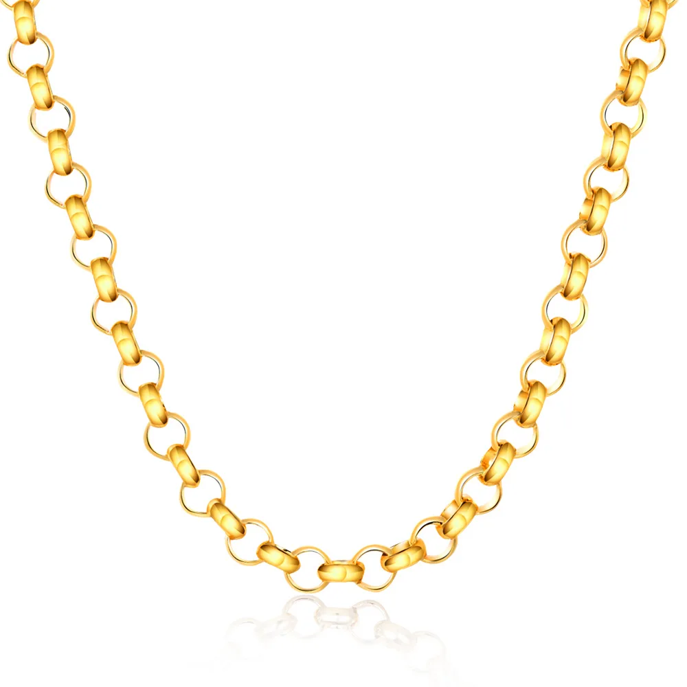 6mm Gold Round Circle Chain Necklace For Women Men Jewelry Necklaces