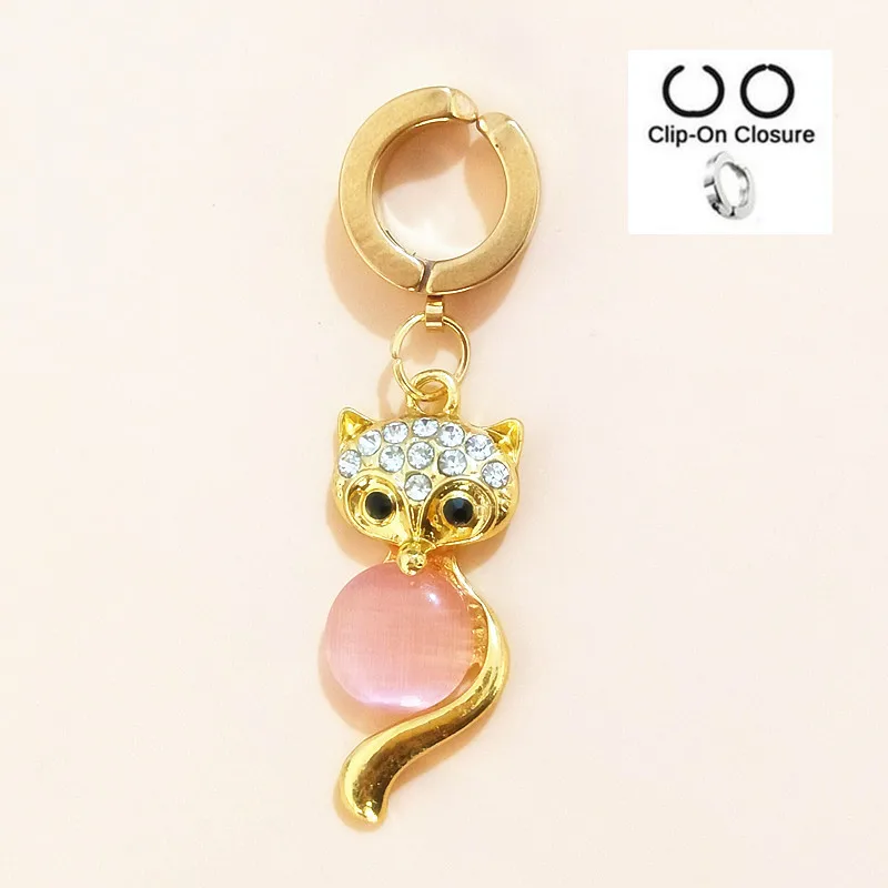 

2018 fashion Shaped High Quality Medical Steel gold Fox Buckle fake non Piercing Navel Belly Button Ring Body Jewelry Earrings