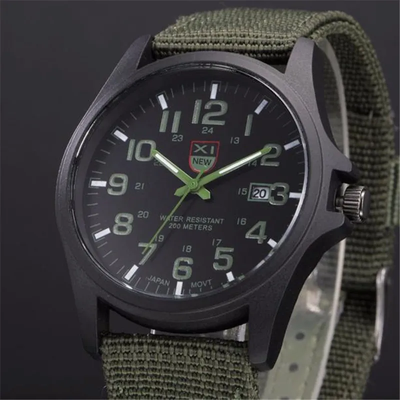 Мужские часы Роскошные брендовые уличные мужские часы с датой из нержавеющей стали военные спортивные аналоговые кварцевые армейские наручные часы reloj hombre 30y - Цвет: green