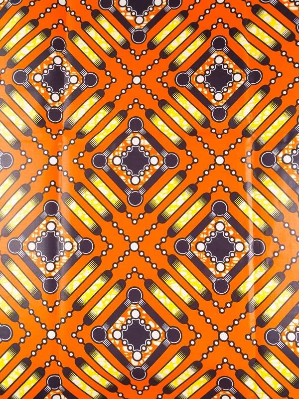 Wholesale Ankara Fabrics Lagos Real Wax Orange Yellow Blue Geometry Patterns rw701109 on