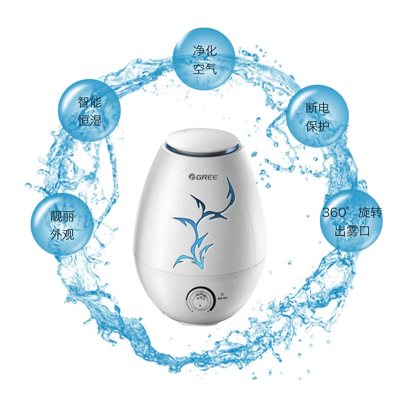 

Gree 300ml/h Portable Ultrasound Smart Anion Humidifier Home Bedroom Mute Air Aromatherapy Humidifier for Pregnant Baby White
