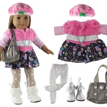 Лидер продаж! 1 комплект для отдыха ручной работы платье одежда наряд юбка принцессы для 18 дюймов американская кукла+ обувь+ узкие брюки+ сумка+ Кепка L2