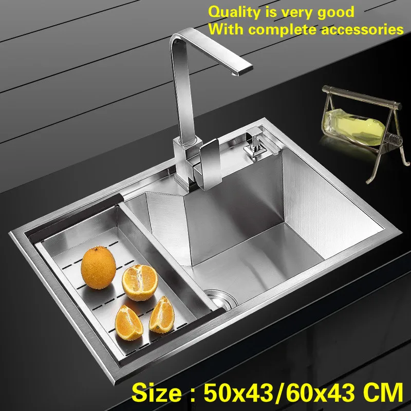 

Free shipping Standard kitchen manual sink single trough wash the dishes 304 stainless steel 1.2 mm hot sell 500x430/600x430 MM