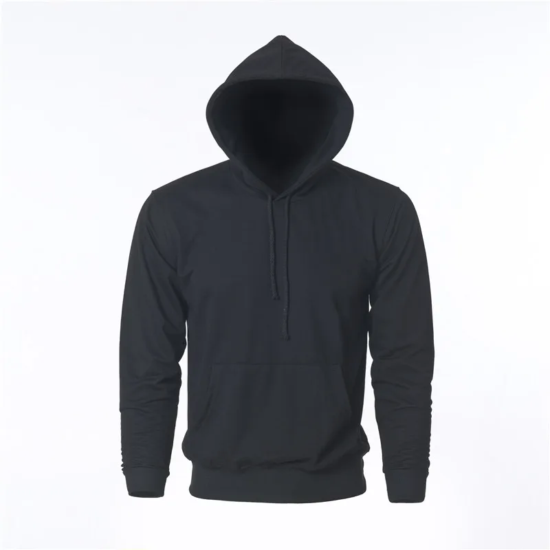Rocksir Men's solid black hoodies sweatshirt coat for men male