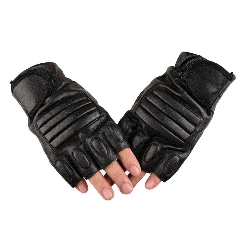 

Mens Black Gloves Fingerless Leather Glove Army Military Gloves for Men Tactical Latex Guantes