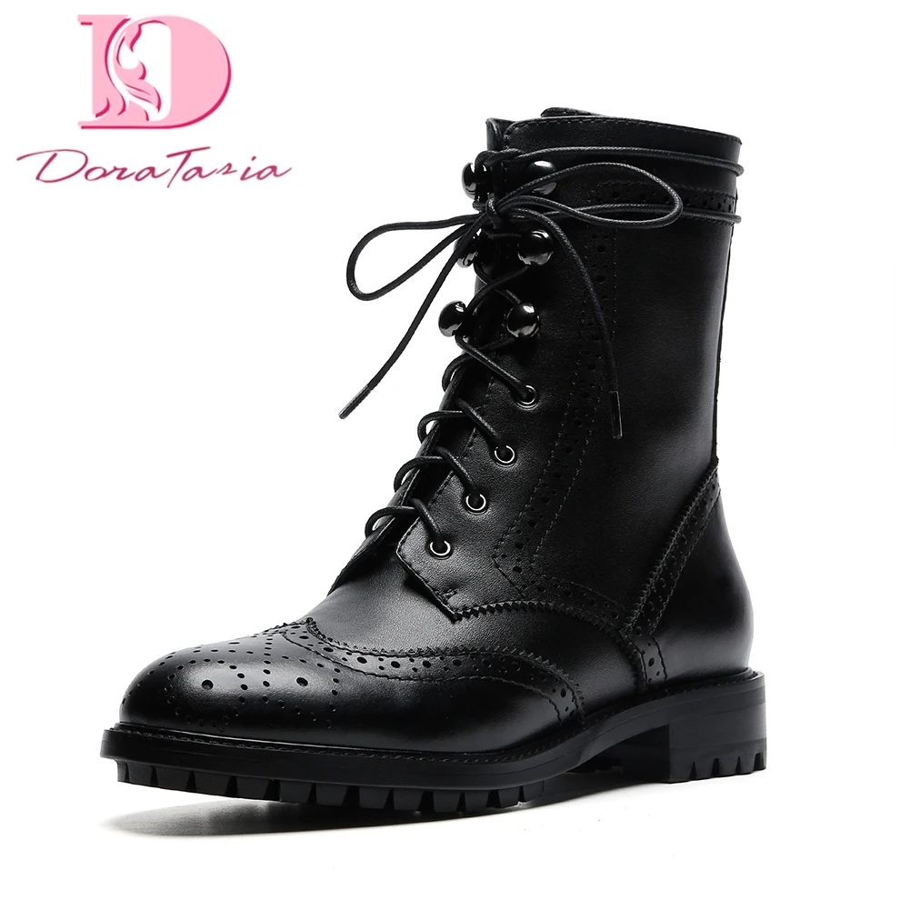 

Doratasia Brand new genuine leather Black Ankle Boots Woman Shoes fahsion street style Shoes Woman Boots shoes martin boots