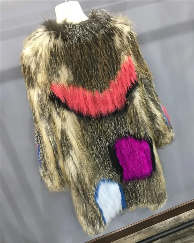 women real knitted fox fur coat long (18)