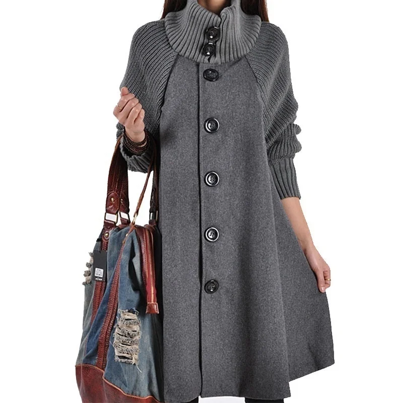 

ZOGAA Winter Women Knitted Bat Coat Fashion Thicken Warm Outwear Plus Size Women's Long Jacket Elegant Woolen Oversize Coats