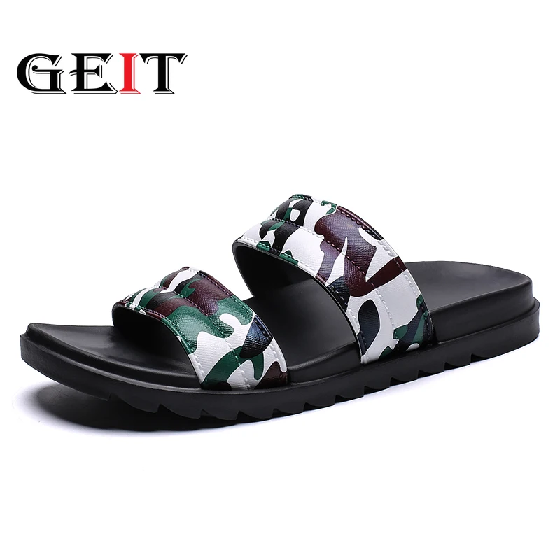 

2019 New Men Slippers Casual Shoes Non-slip Indoor and Outdoor Summer Camo Style Sandals 2 Colors Zapatos Hombre