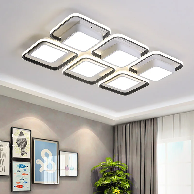

Acrylic mask modern led chandelier life bedroom study home gloss surface installation plafonnier white Black chandelier lighting