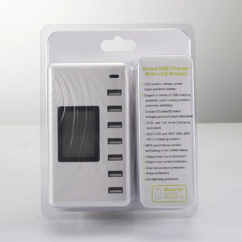 Quick Charge 3 0 Smart USB зарядное устройство 8 порты и разъёмы ЖК дисплей зарядки для iPhone iPad