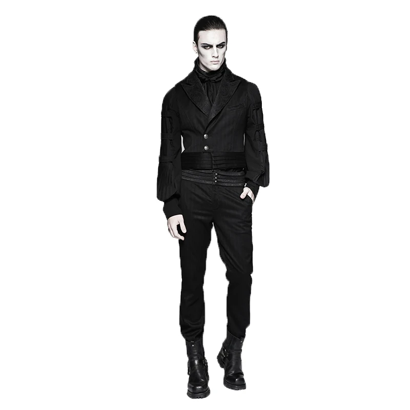 

Steampunk Gentleman Trousers High Quality Striped Long Pants Draped Layered Decoration Zipper Generous Trousers With Button