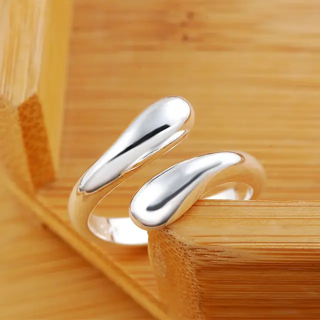 Free shipping silver plated New Charm fashion Hot Sell smooth Drop open Ring jew Free shipping silver plated New Charm fashion Hot Sell smooth Drop open Ring jew