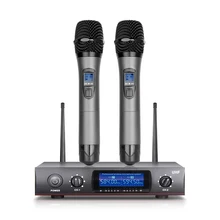 Весь металлический! качество! UHF! Ракеты аудио E220 2 канала беспроводной микрофон системы UHF Беспроводной микрофон караоке система 2 Mic