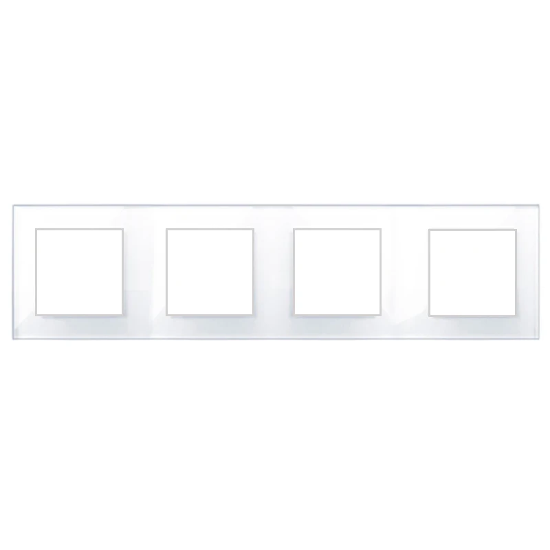 DIY для настенного выключателя только Рамка стеклянная панель белая закаленное стекло Панель рамка Singel, двойная, тройная, четырехместная панель
