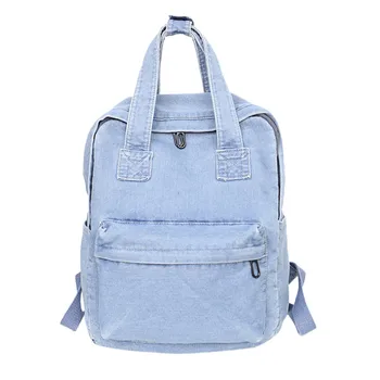 

MOLAVE Backpacks Canvas backpack women new Fashion Denim Ladies Solid Color Wild Large Capacity Shoulder Bag versatile 9422