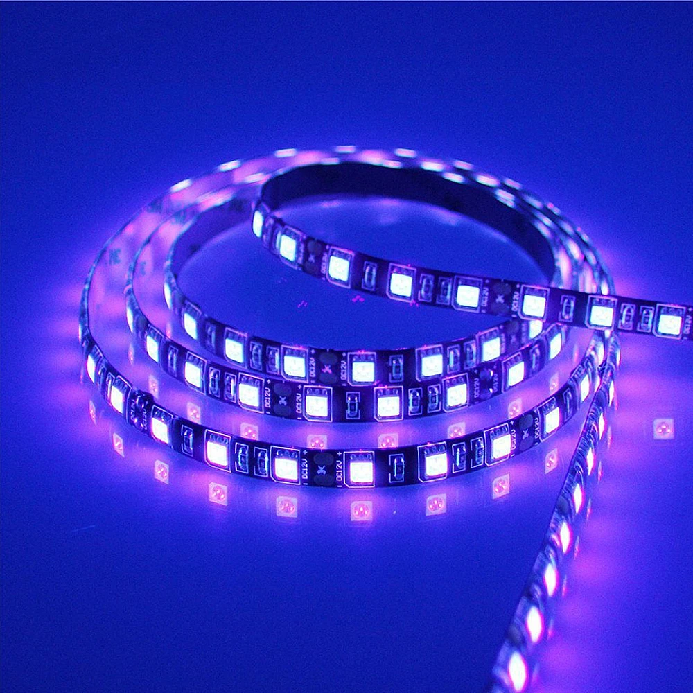 5 м SMD 2835 3528 5050 чёрно белые печатные платы УФ фиолетовая Светодиодная лента