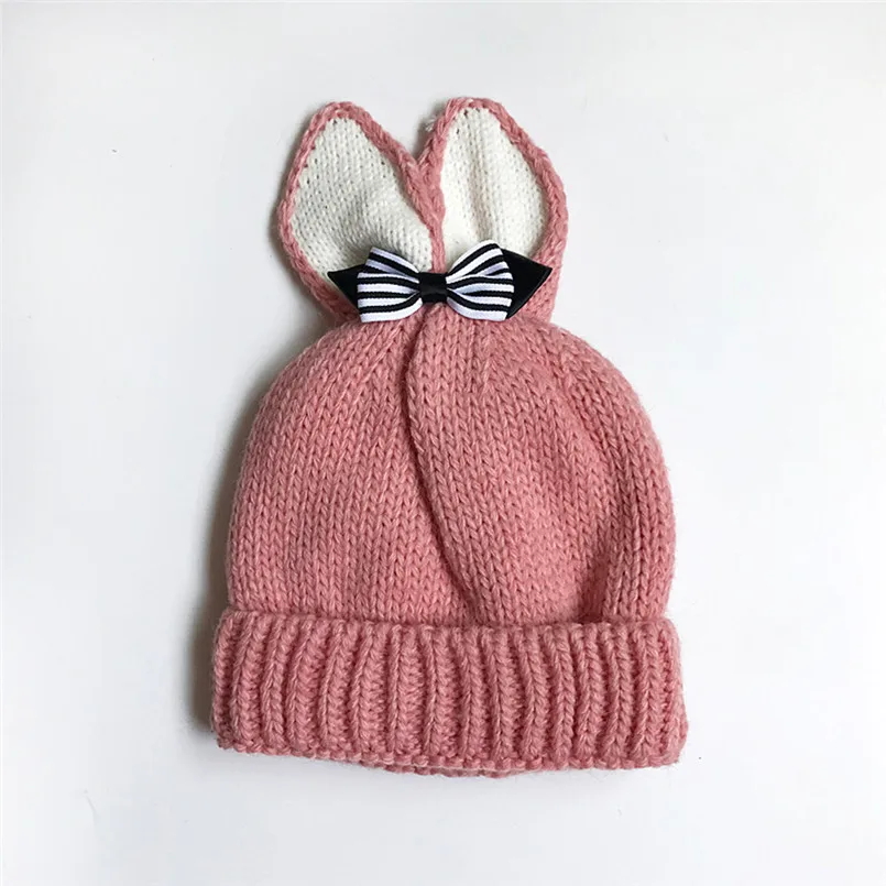 Baby Hats For Girls Boy Baby Knitted Rabbit Ears Newborn Winter Warm Hat Knitted Cotton Cap Kids czapki dla dzieci #4S20 (9)