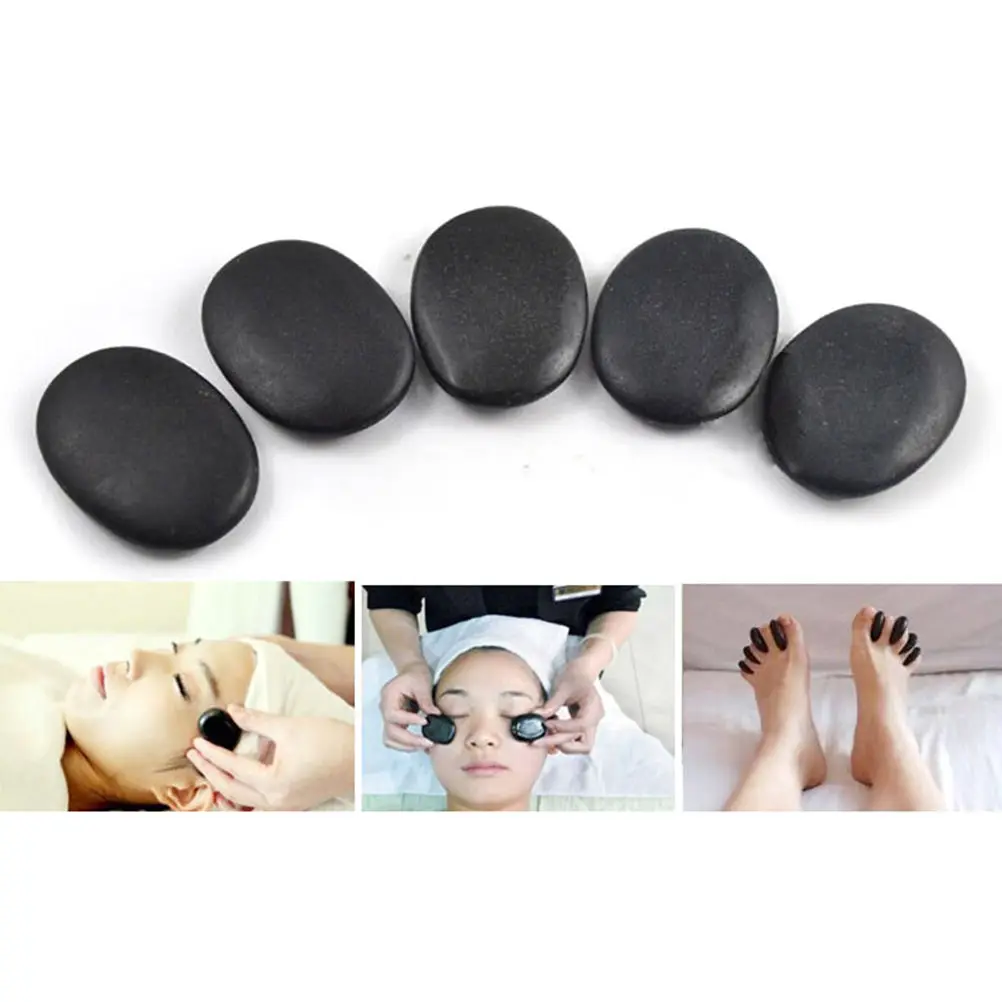 7pcsset Lava Natural Energy Massage Stone Set Hot Spa Rock Basalt Stone 34cm Stones Massage