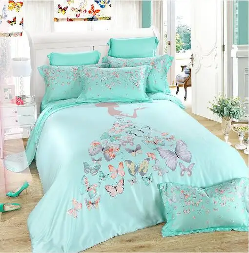 HOT sale light green Butterfly fairy girl 100 natural tencel SILK 4pcs