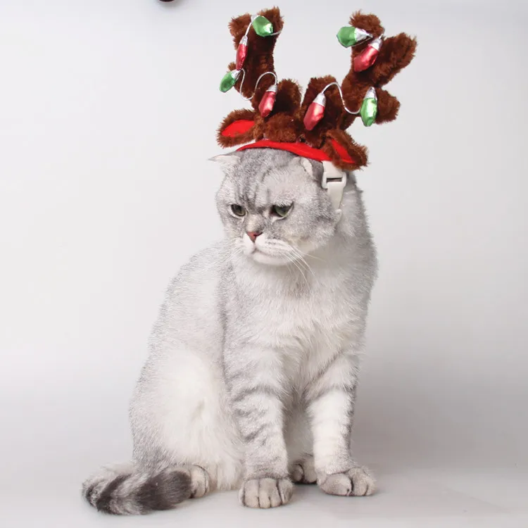 Милая домашняя кошка собака Рождество Рога лося шляпы накидка собака костюм шикарная шапка для собак головной убор Груминг для собачьей шерсти аксессуары украшения