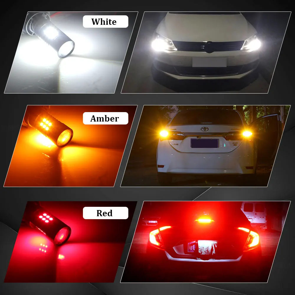 (2) 1157 Led Bulb BAW15D PR21/5W 12495PR LED Auto Leds Bulbs Brake Tail Lamp Car DRL Backup light 12V 24V White Yellow Amber Red/(2) 1157 Led Bulb