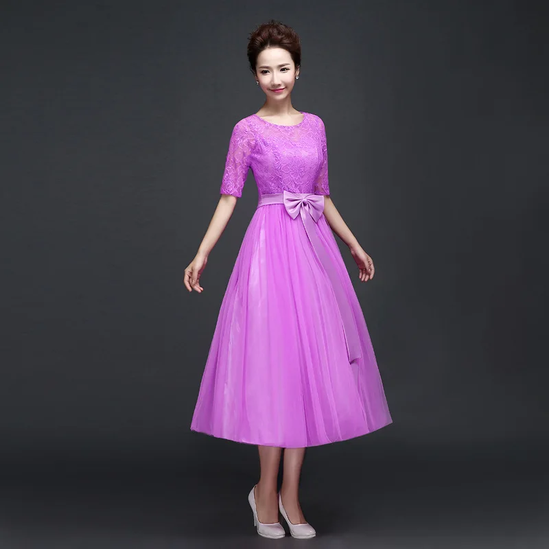 Brand New European Style Half Sleeve Summer Toast Lace Bow Slim Women Dress BMZ1688