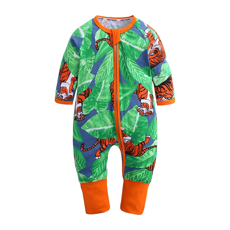 

Spring autumn Newborn Baby Boy Girl Clothes Cute tiger Baby Rompers Long Sleeve Jumpsuit double zippers Infant Clothing ppy396
