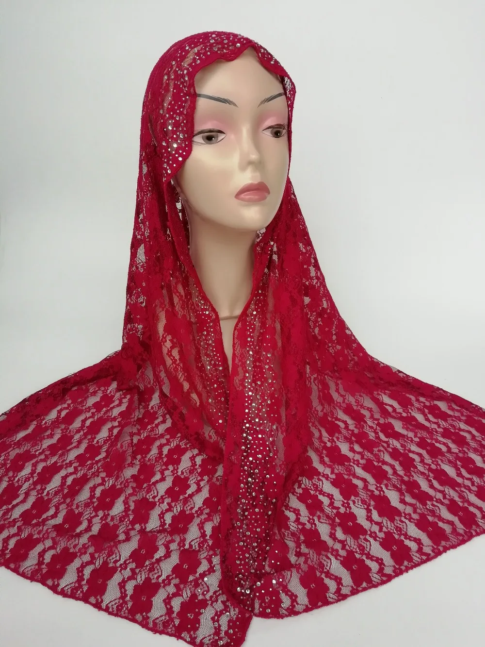 Мода мусульманский платок кружева длинный шарф арабский тюрбан мусульманский шарф